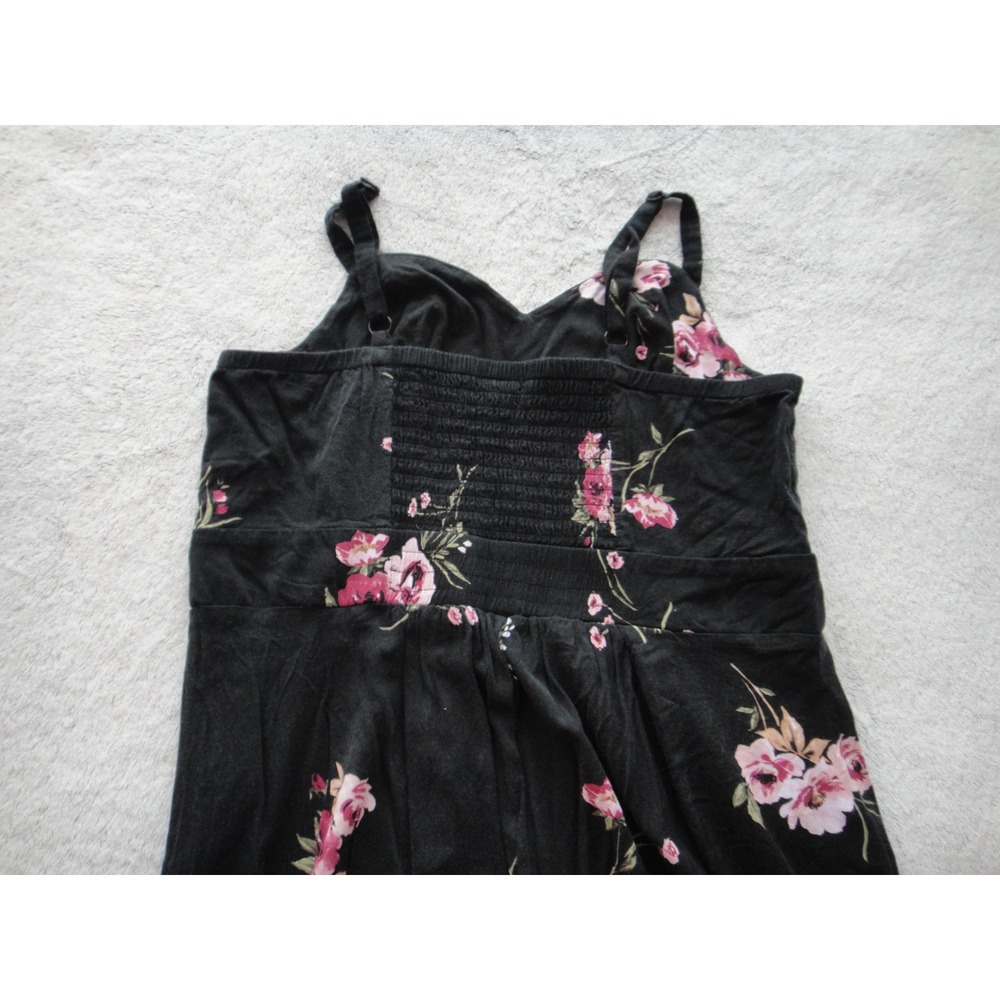 Torrid Black Pink Floral Wide Leg Jumpsuit Smocked Back Plus Size 1 with Pockets - Picture 11 of 11